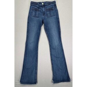 7 For All Mankind Flare Jeans Womens 30 Blue Good Braided Patch Pocket